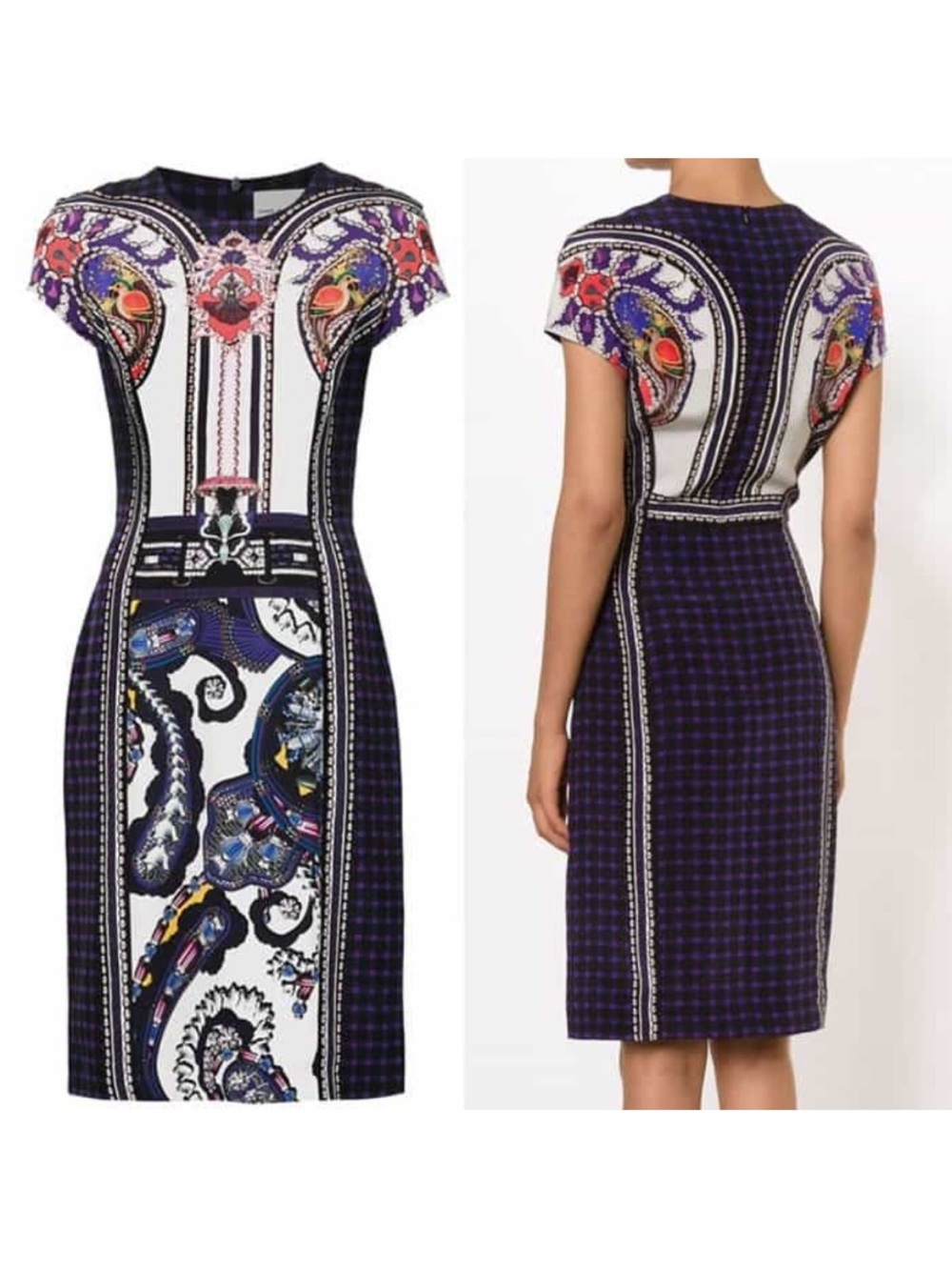 Mary Katrantzou Mixed Print
Bodycon Dress Size 8
Graphic Paisley & Check